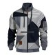 Men's Full-Zip Stand Collar Jacket with Black-White-Gray Stripe Geometric Print