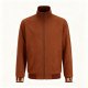 Men's Brown Stand-Collar Jacket with Letter Cuff Print
