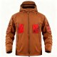 Men's Brown Hooded Jacket with Red Patch & Letter Print